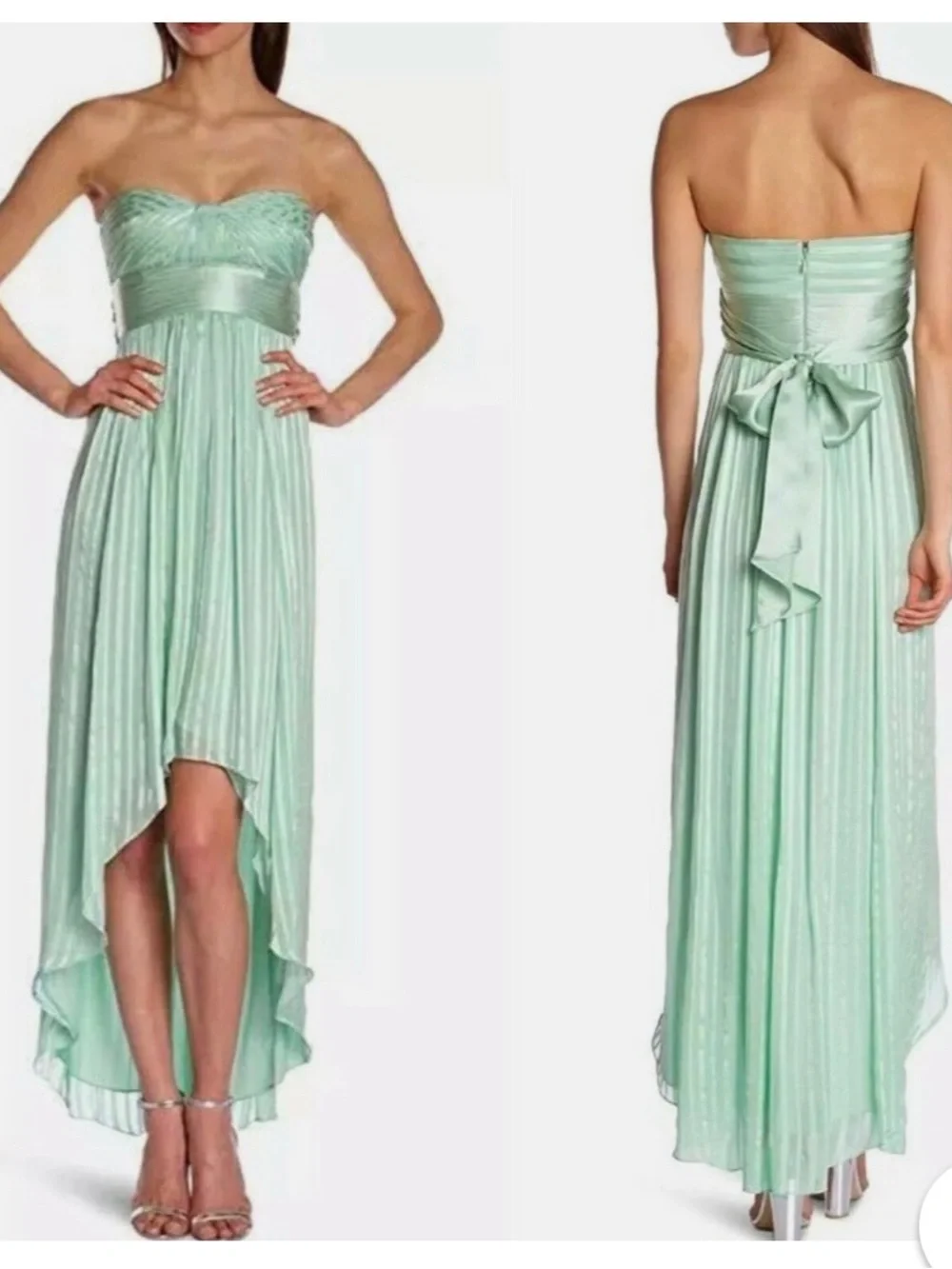 BCBGMaxAzria Alicia Silk Opaline Green Charmeuse Gown Size 2
